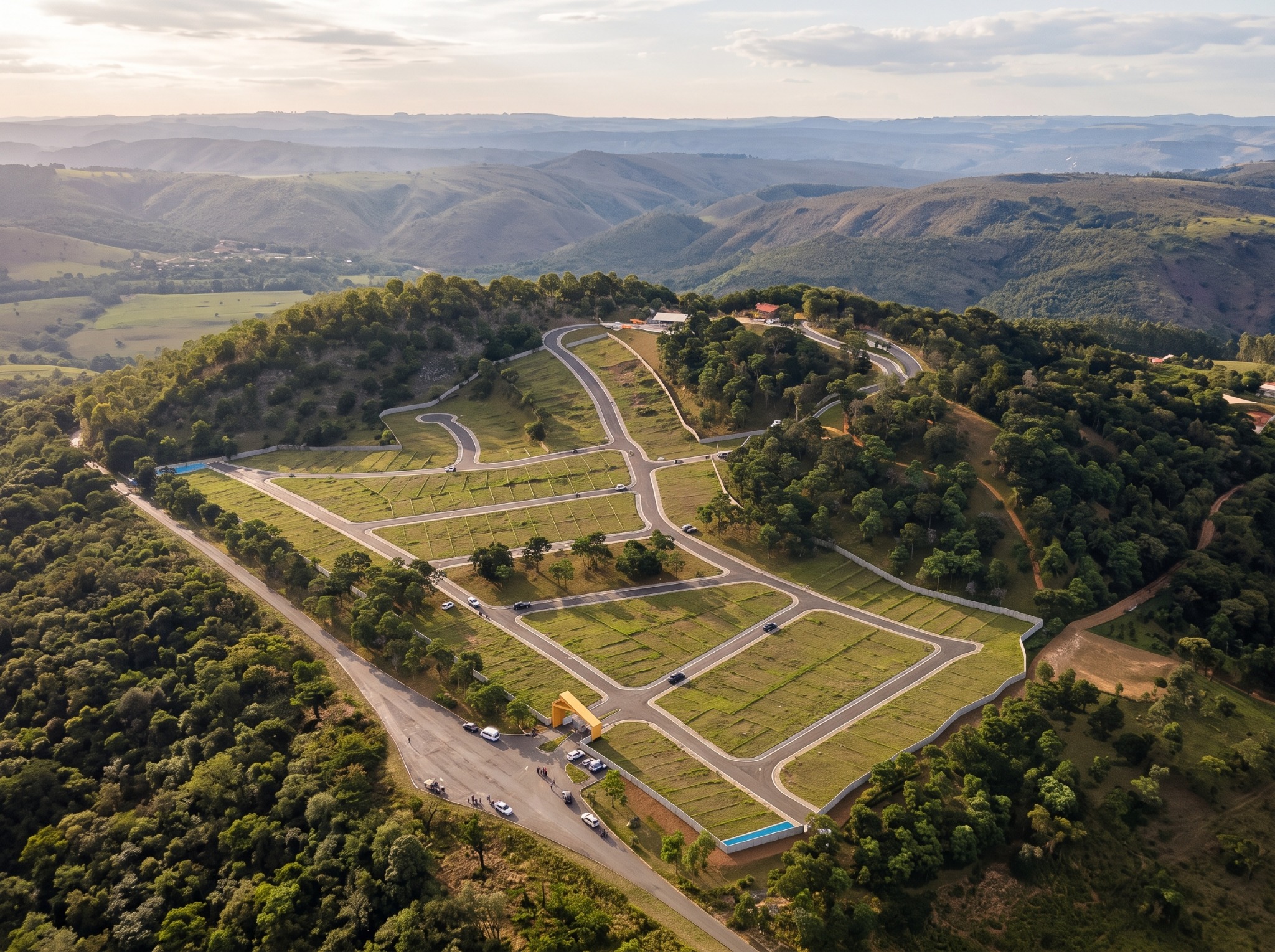 Imagem aérea zenital de projeto urbanístico
